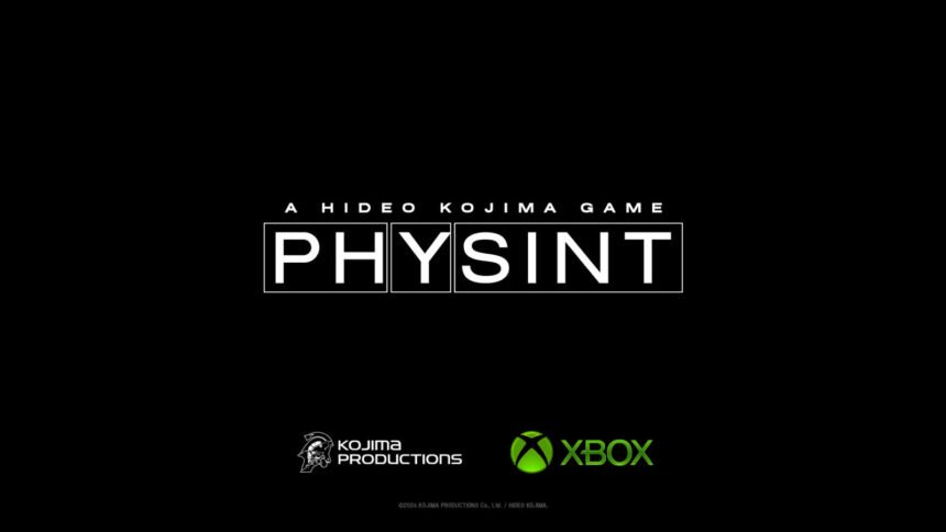 Logos do Xbox e da Kojima Productions no anúncio de PHYSINT
