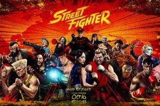 Filme de Street Fighter 2026 em arte oficial com Ryu, Ken e outros lutadores