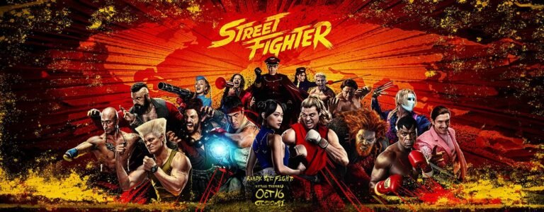 Filme de Street Fighter 2026 em arte oficial com Ryu, Ken e outros lutadores