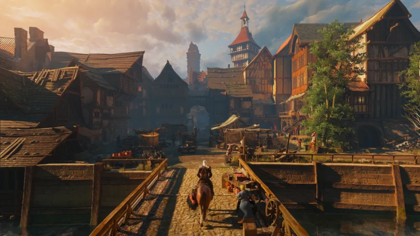Screenshot de gameplay de The Witcher 3: Wild Hunt Remastered, divulgado oficialmente para a versão Nintendo Switch 2