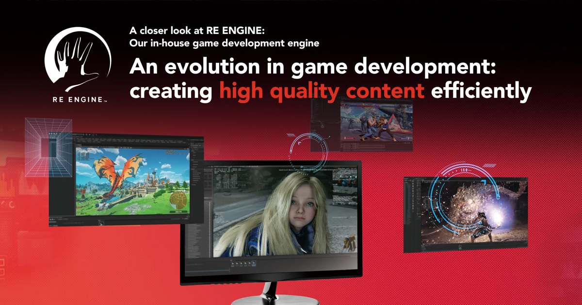 Identidade visual do RE Engine, motor gráfico da Capcom que recebe o upgrade REX com ferramentas de IA